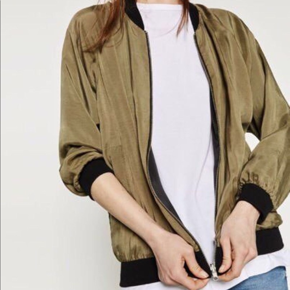 Zara Reversible Olive & Black Bomber Jacket